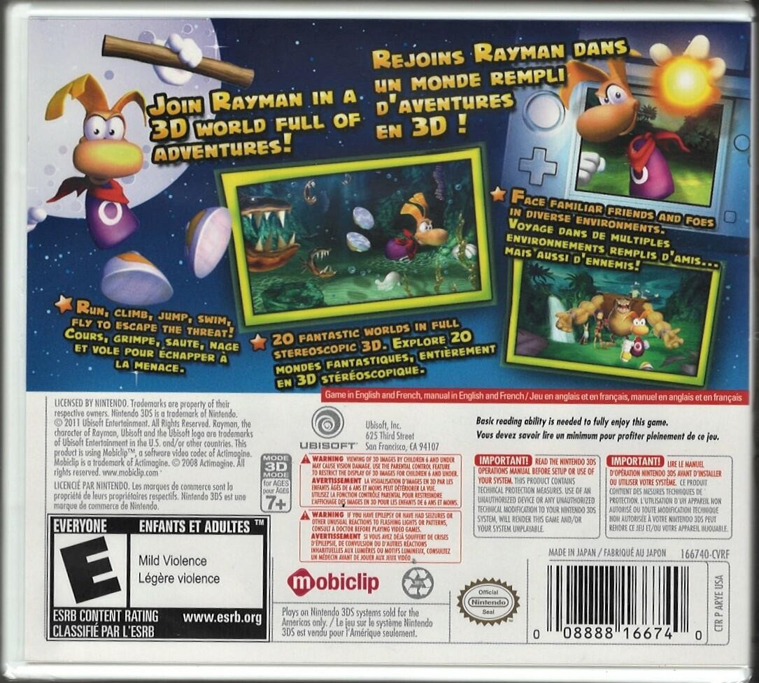 Rayman 3DS (Brand New Factory Sealed US Version) Nintendo 3DS