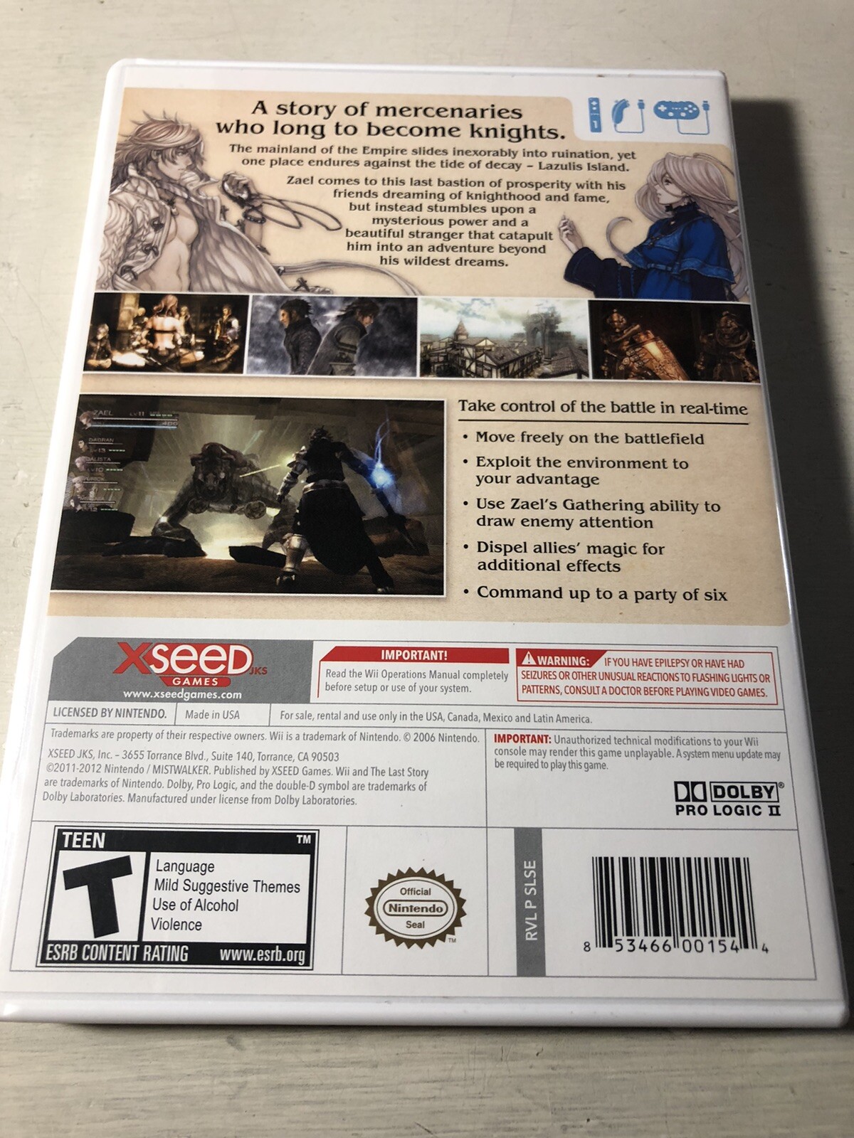 The Last Story Nintendo Wii Video Game (2012) XSEED RPG