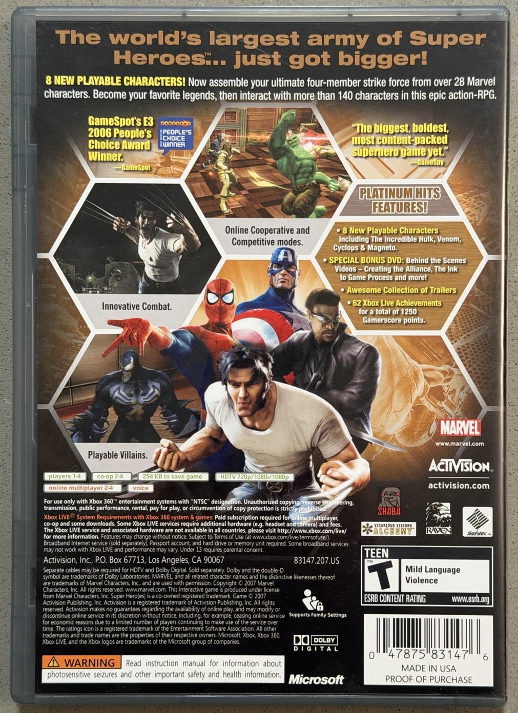 Marvel: Ultimate Alliance – Special Edition – Platinum Hits Xbox 360 – No Bonus