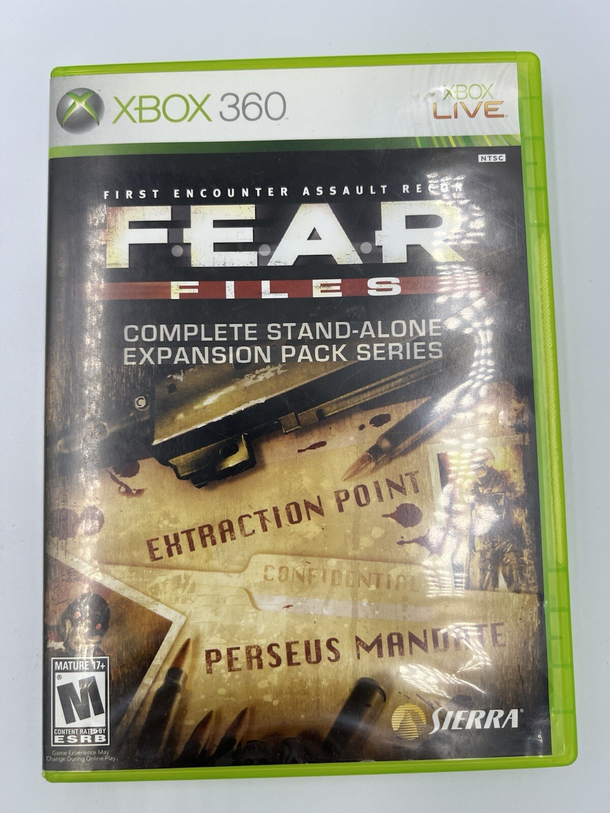 F.E.A.R. Files (Microsoft Xbox 360, 2007) Complete CIB w/ Manual