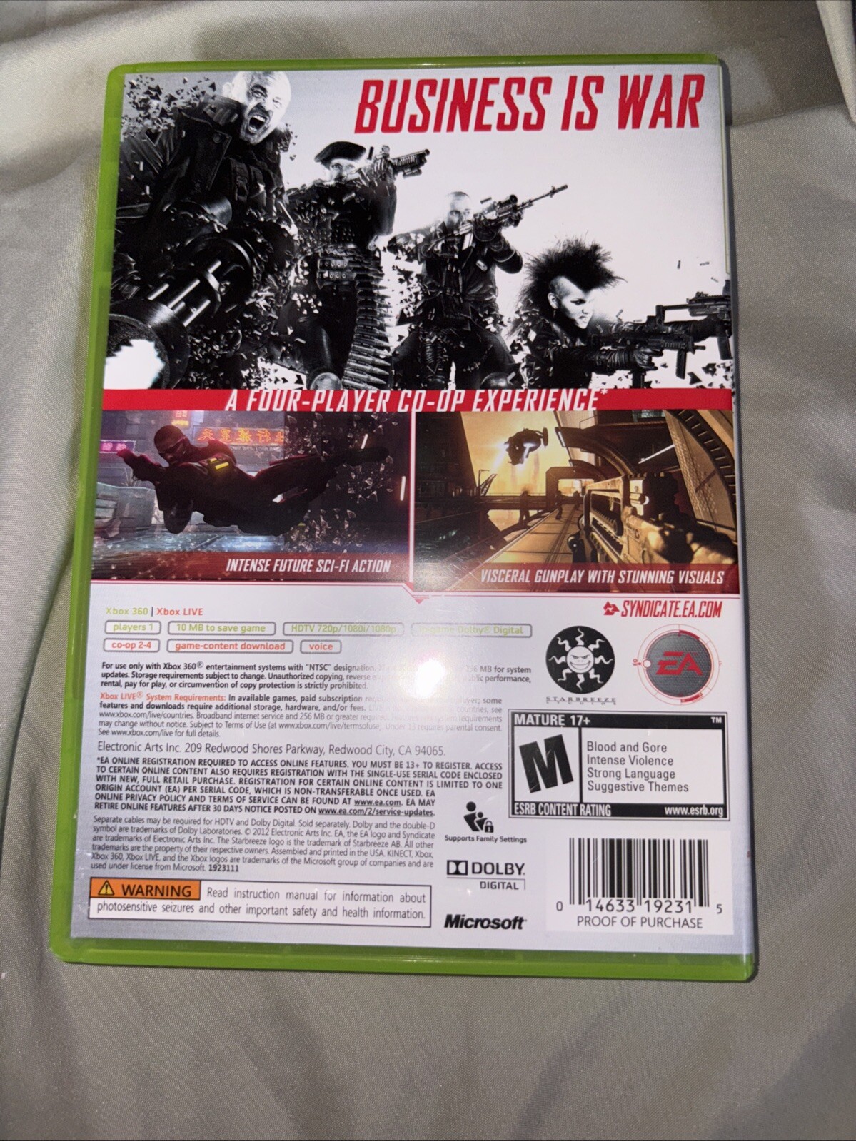 Syndicate (Microsoft Xbox 360, 2012) No Manual