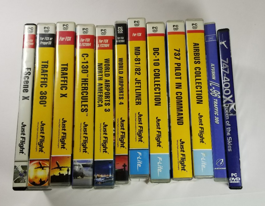 Just Flight Microsoft Simulator Expansion 737 DC-10 MD-81 C-130 Airbus Lot of 12