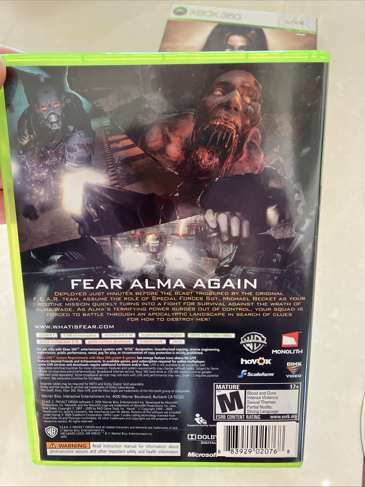 F.E.A.R. 2: Project Origin Xbox 360 CIB Complete w Manual & Slipcover Tested
