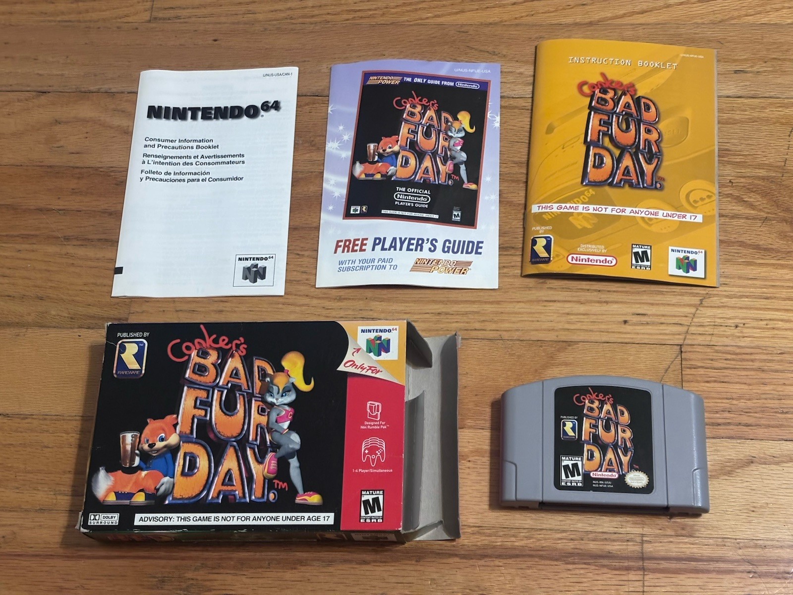 Conkers Bad Fur Day Complete In Box Very Good 100% Authentic Nintendo N64