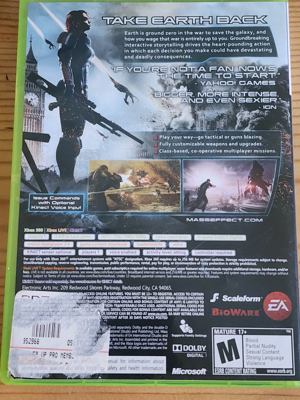 Electronic Arts Mass Effect 3 Xbox 360 Mass Effect Series RPG 2-Disc w/ Case M