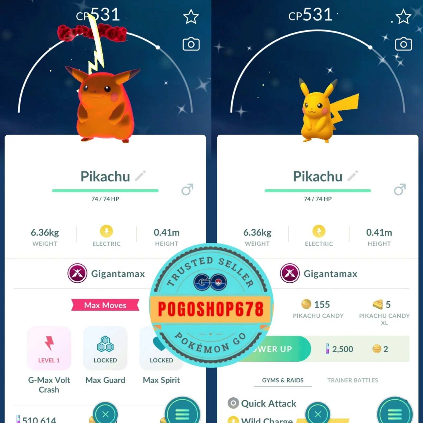 Pokémon P.T.C Go – Shiny Gigantamax Pikachu ✨ Mini 80k Stardusts or Trade
