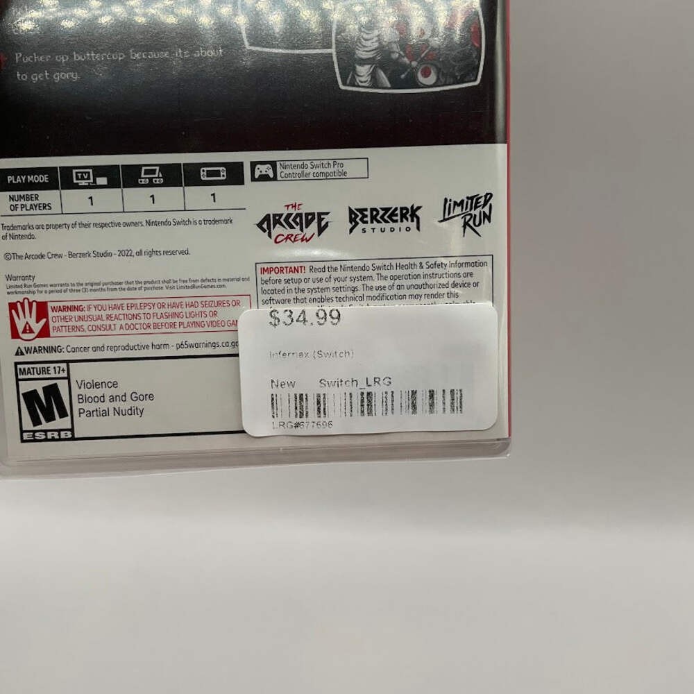 Infernax Nintendo Switch Sealed