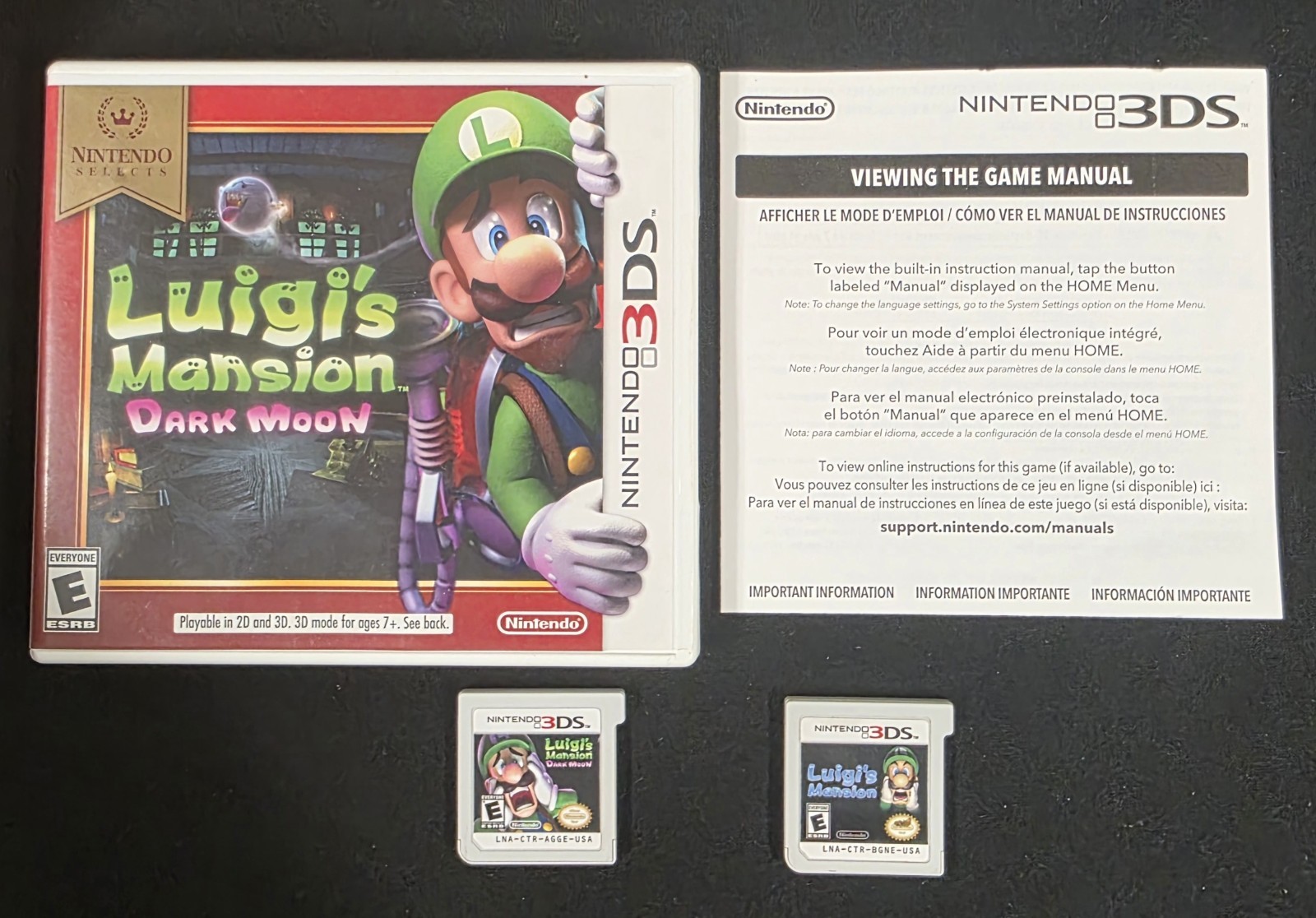 Luigi’s Mansion 1 & Dark Moon Bundle (Nintendo 3DS) Lot of 2 – Tested