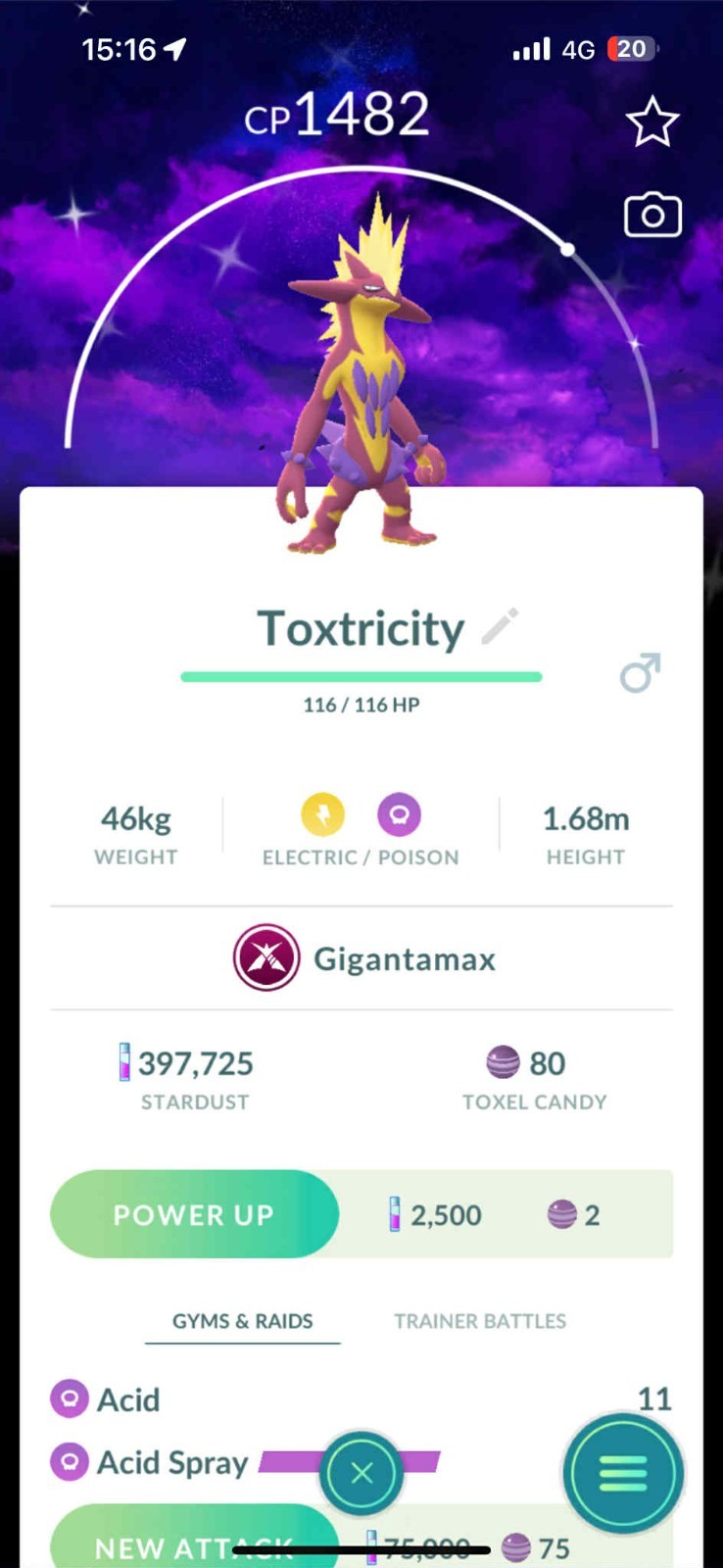 Pokémon Go – Shiny Gigantamax Toxtricity Dark Skies Background ✨ – PTC or TRADE