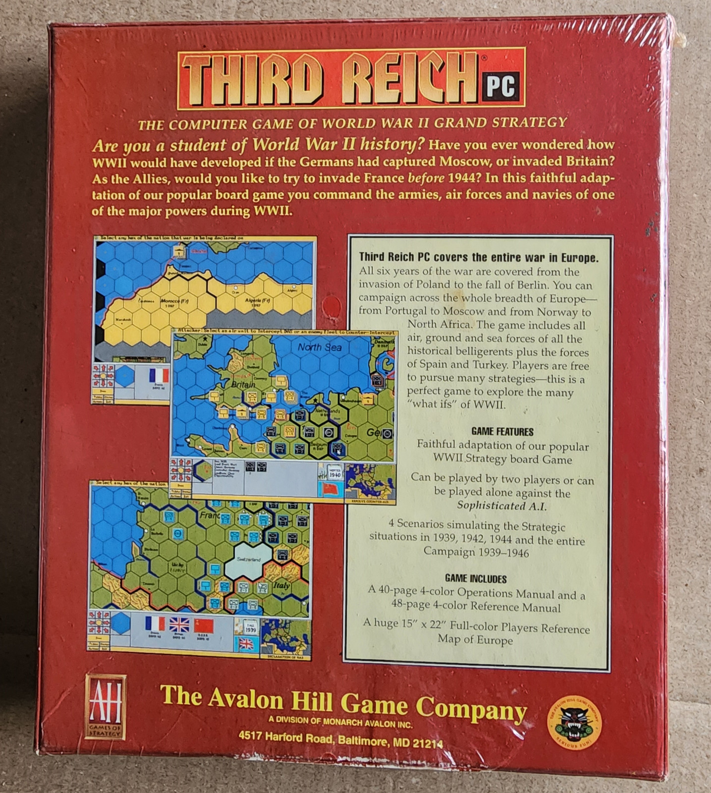 Avalon Hill Third Reich (1996) PC Big Box New & Sealed US Retail, Rare Title
