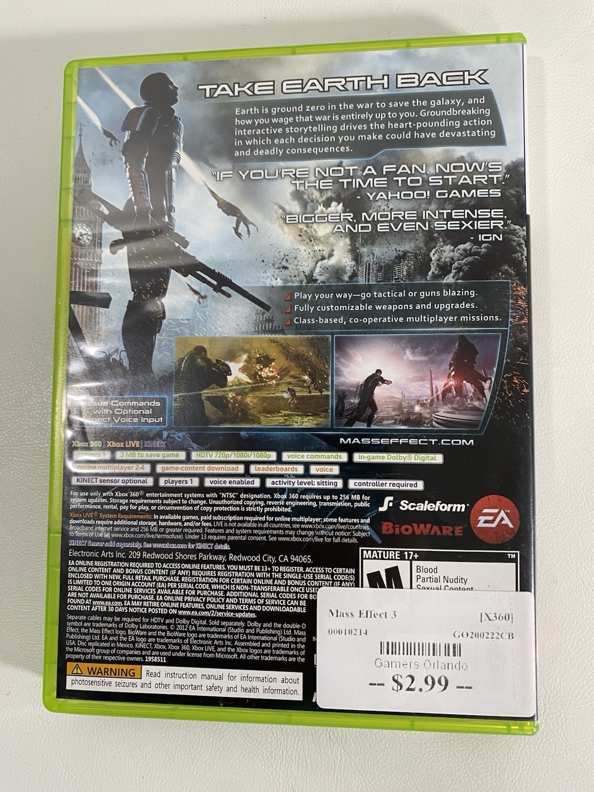 MASS EFFECT 3 Video Game Two Disk Set XBOX 360 Free Fast Shipping tested