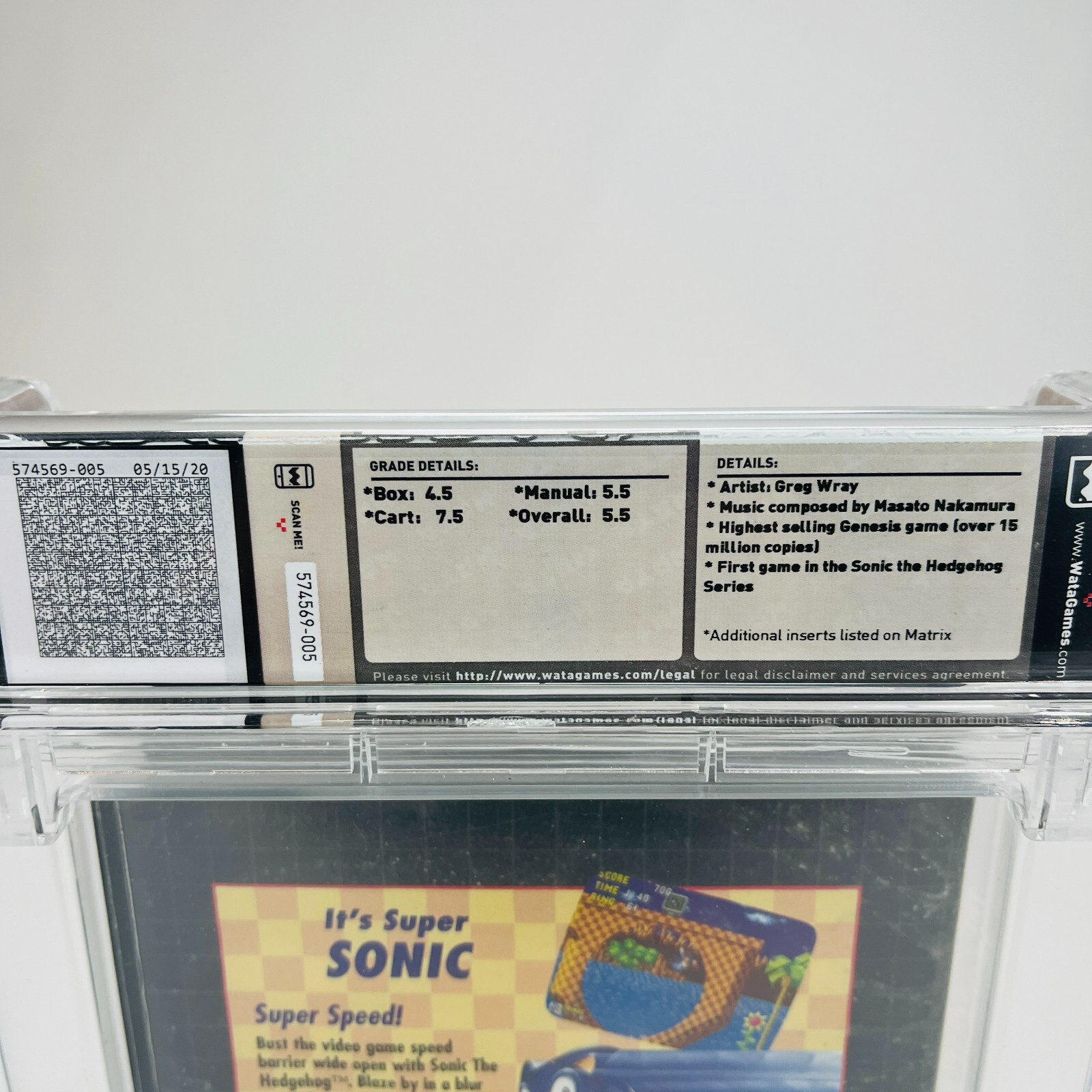 Sonic the Hedgehog – Sega Genesis Complete in Box Early Print VGA WATA 5.5 CIB