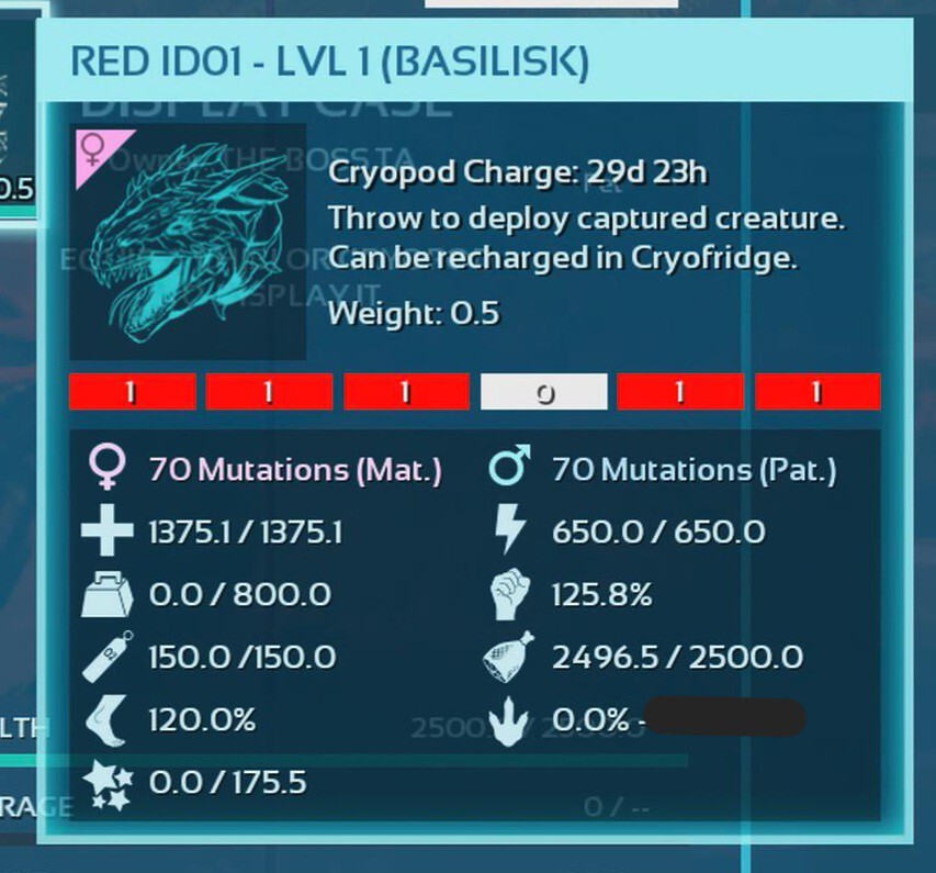 ARK ASCENDED PVE OFFICIAL PAIR CLONED BASÍLISK RED ID01 LEVEL 01 PC/XBOX/PS5