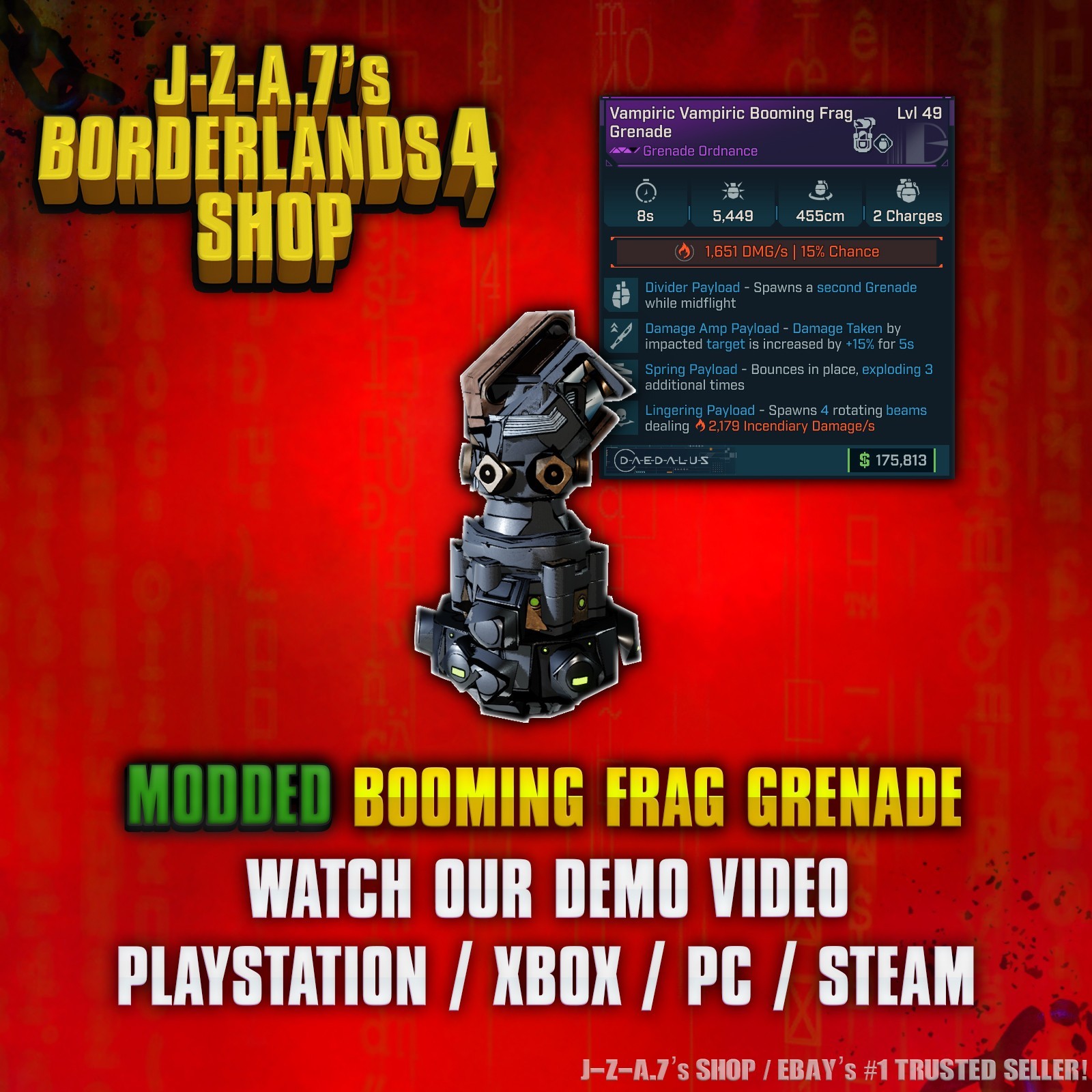 Borderlands 4✨ MODDED FRAG GRENADE BL4 GEAR ORDNANCE ✅PC-PS-XBOX✨