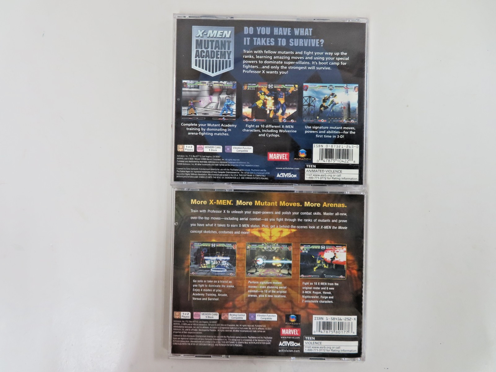LOT OF 2 X-MEN MUTANT ACADEMY 1/2 PLAYSTATION 2 VIDEO GAME TESTED BLACK LABEL