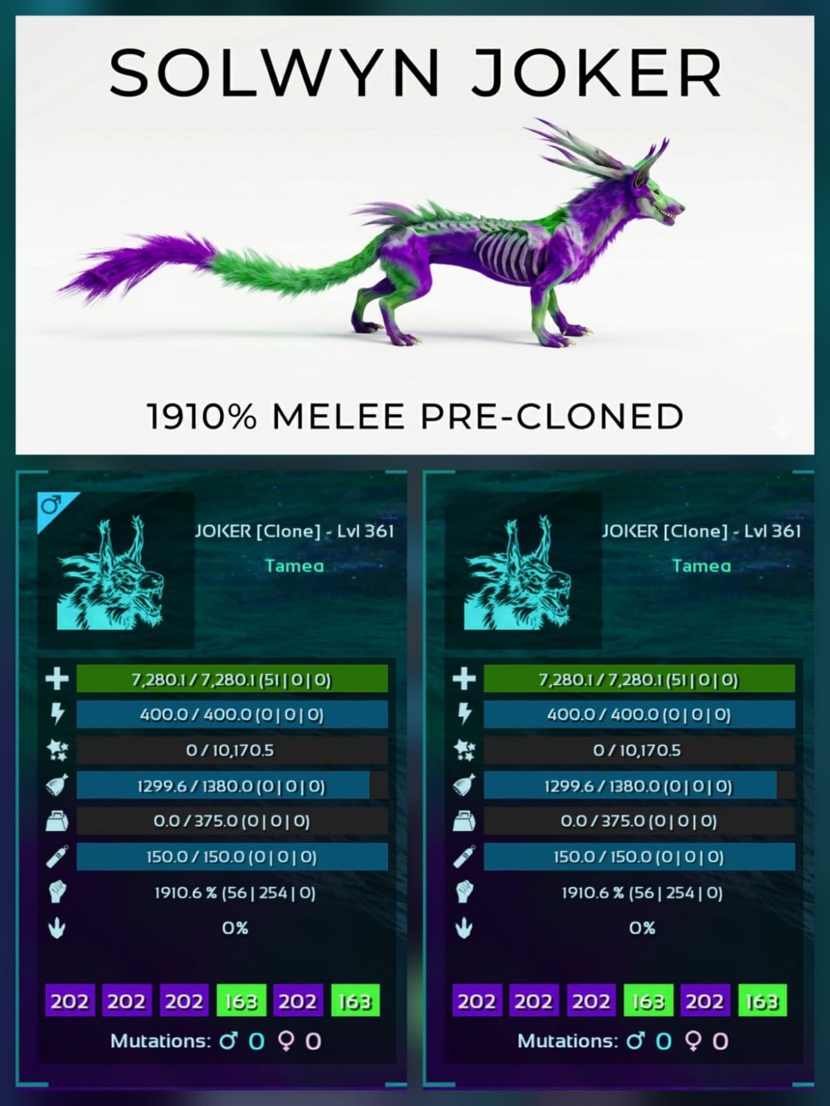 SOLWYN PRE-CLONED Breeding Pair – TOP MELEE – Ark Asa Official PVE PC/XBOX/PS5