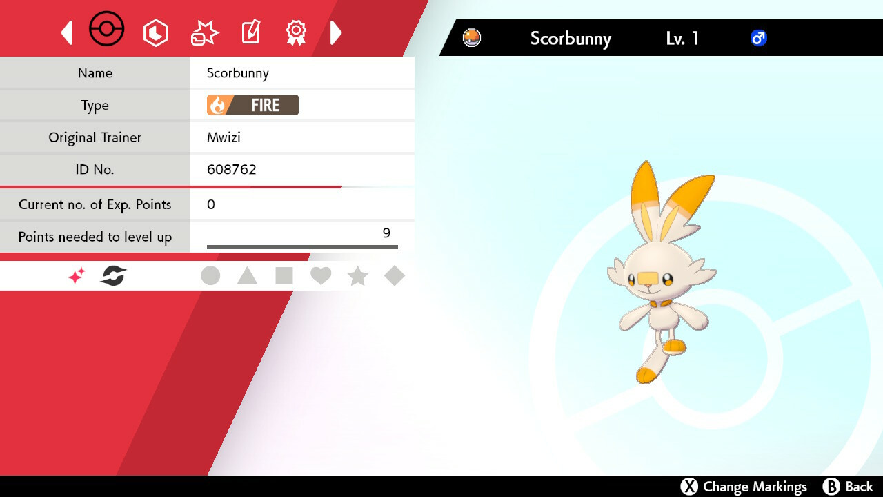 Legitimate 5 Max IV Shiny Scorbunny with Hidden Ability Pokemon Sword & Shield