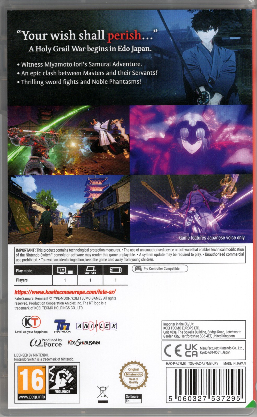 Fate / Samurai Remnant for Nintendo Switch