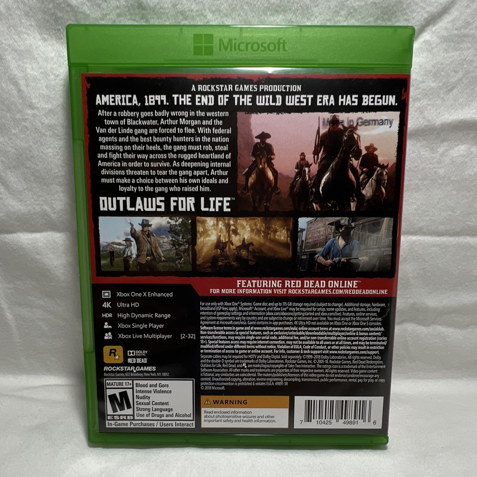 Red Dead Redemption II – Xbox One Rockstar Games 2018 Disc Case Map 4K HDR