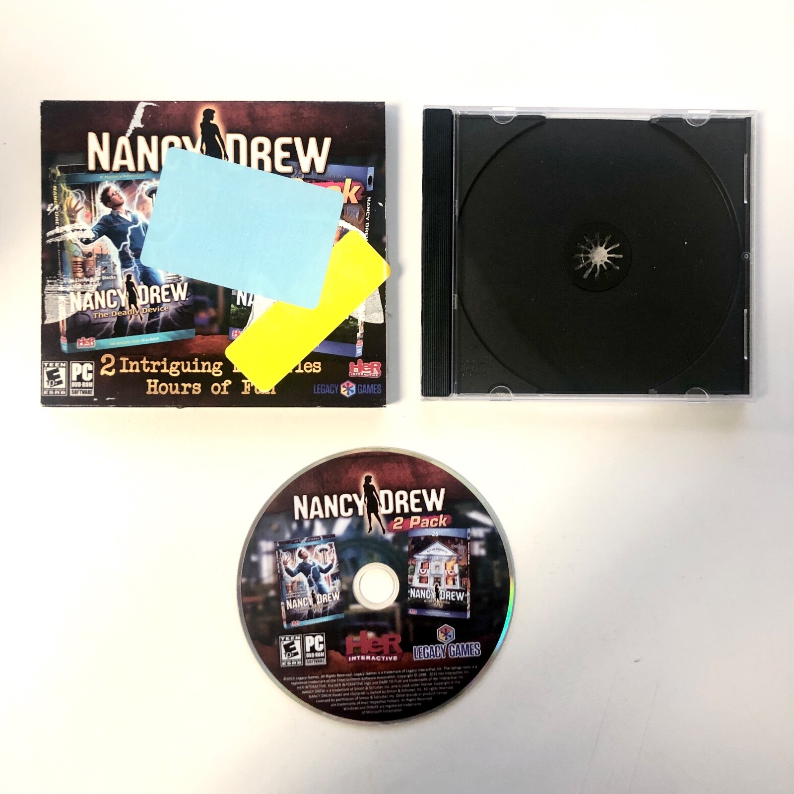Nancy Drew 2 Pack The Deadly Device & Alibi in Ashes (PC, CD-ROM) – COMPLETE