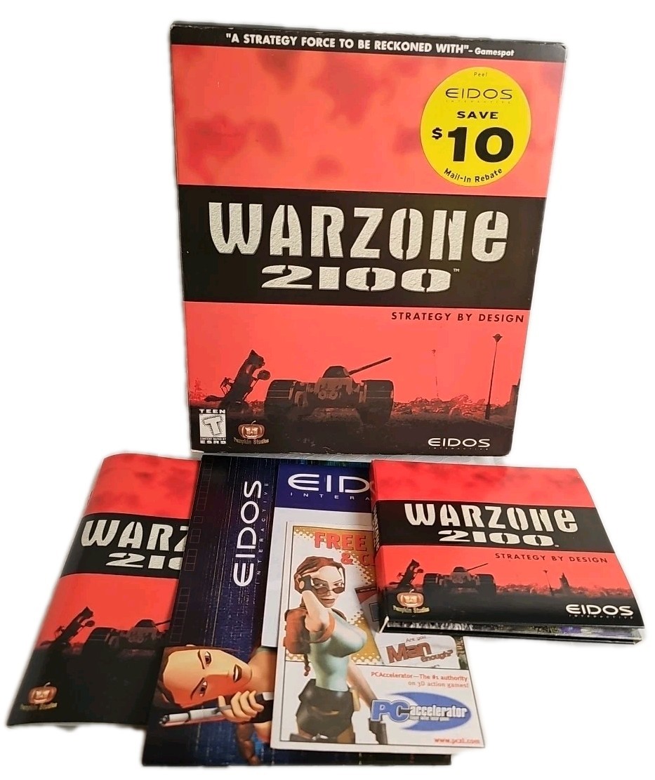 Warzone 2100 (PC, 1999, Eidos) Big Box Display Complete 3 Discs Manual & Inserts