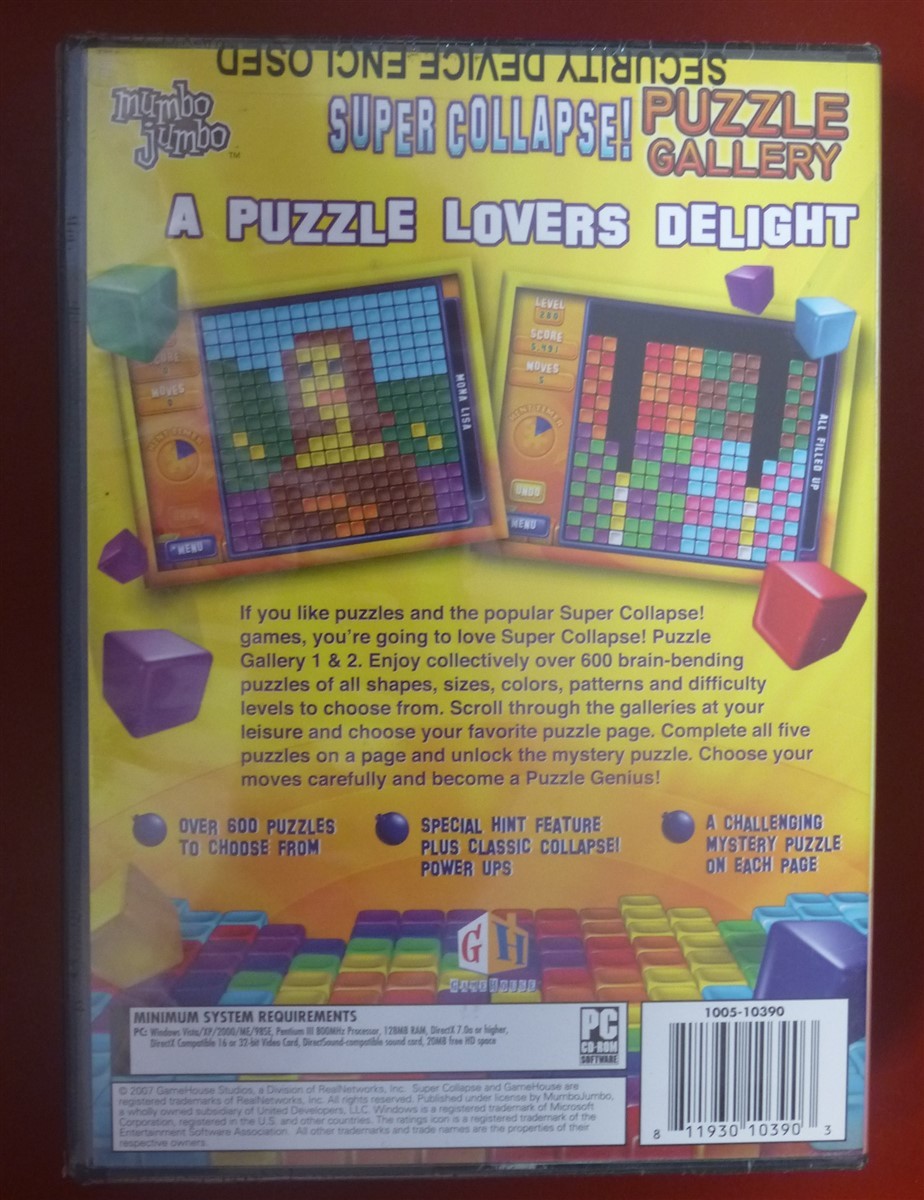 Video Game PC Super Collapse Puzzle Gallery NEW SEALED Box