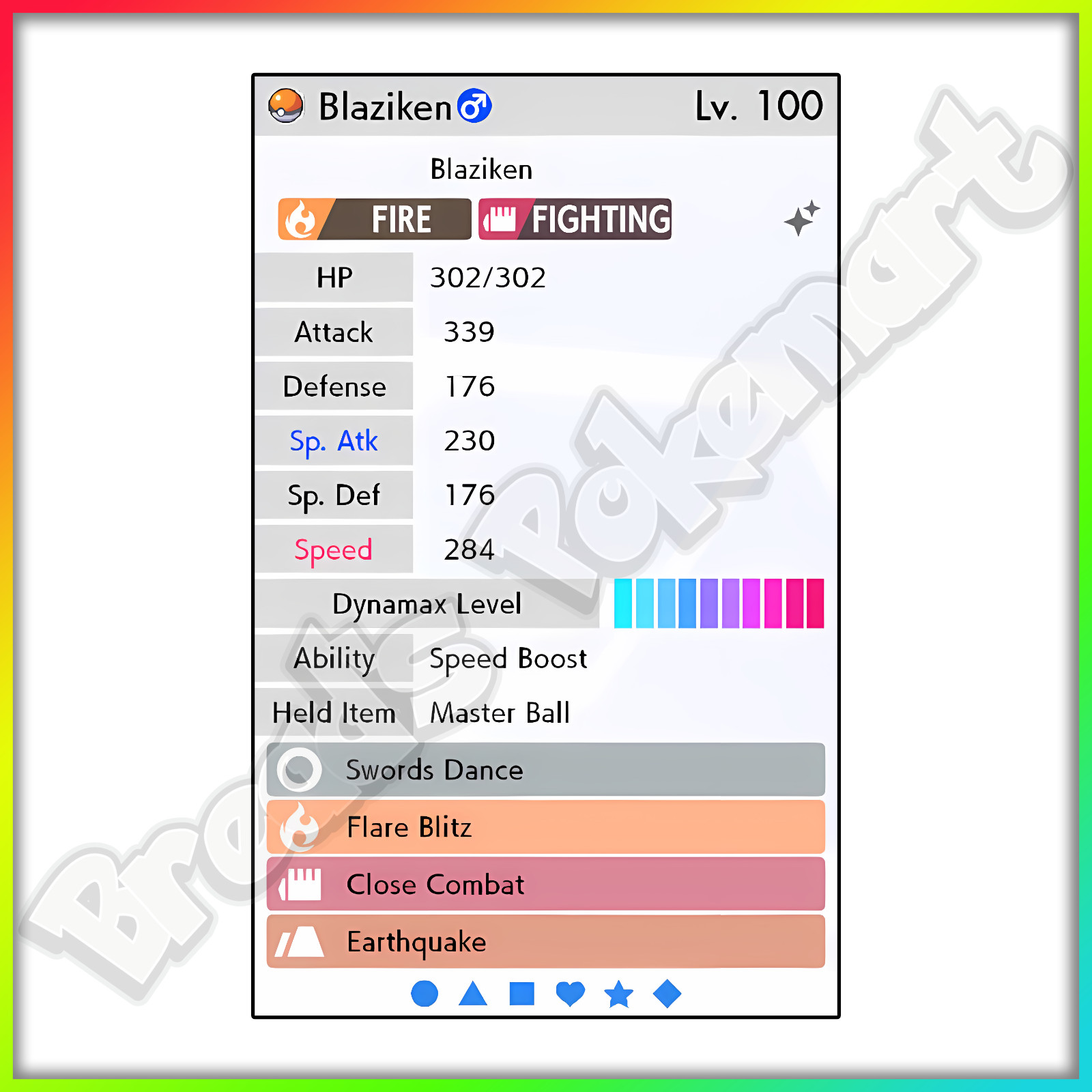 BLAZIKEN ✨ Ultra SHINY 6IV ✨ Pokemon SWORD and SHIELD lv100 +EVs Hoenn Starter