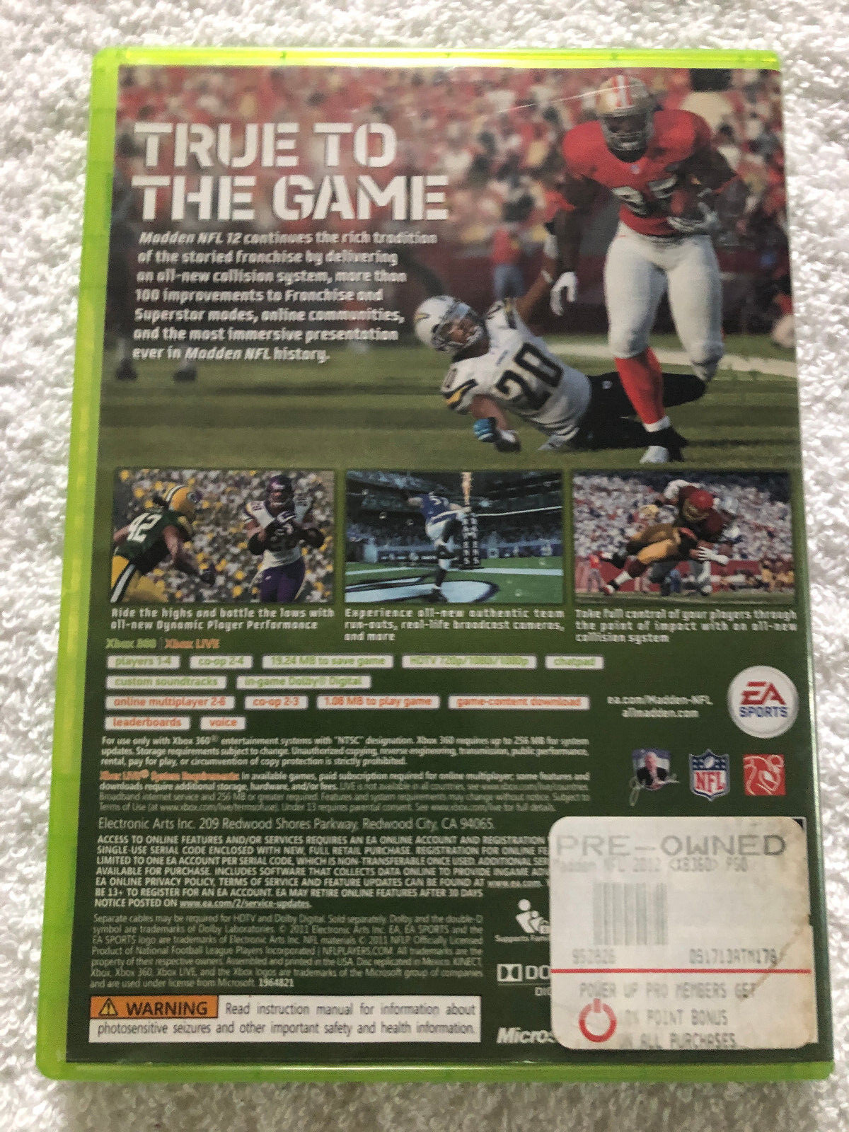 Madden NFL 12 Xbox 360 No Manual Included Good Condition Tested