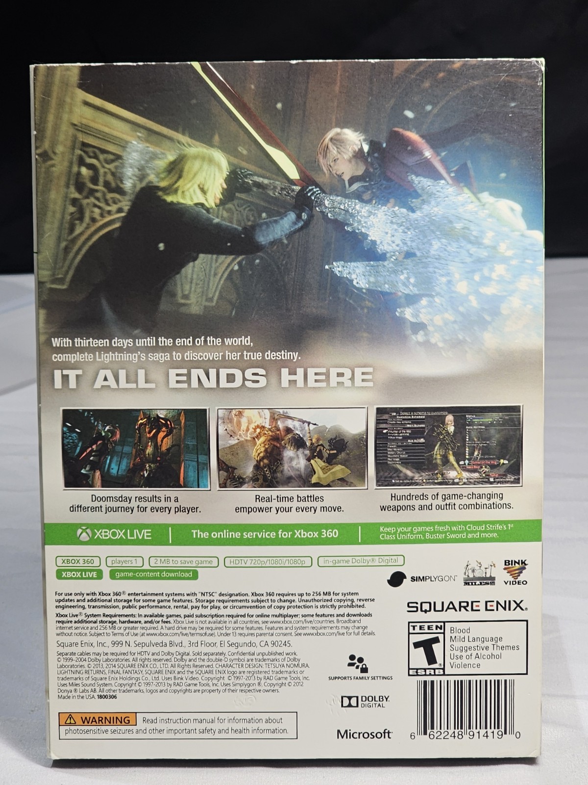 Final Fantasy Lighting Returns, Steelbook Edition (Sony PlayStation 3) 2013; CIB