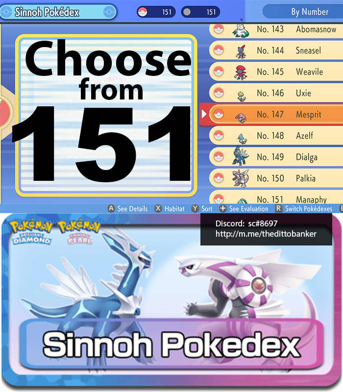 💎Pokemon Brilliant Diamond/Shiny Pearl 151 SINNOH POKEDEX Complete SHINY 6IV ✨