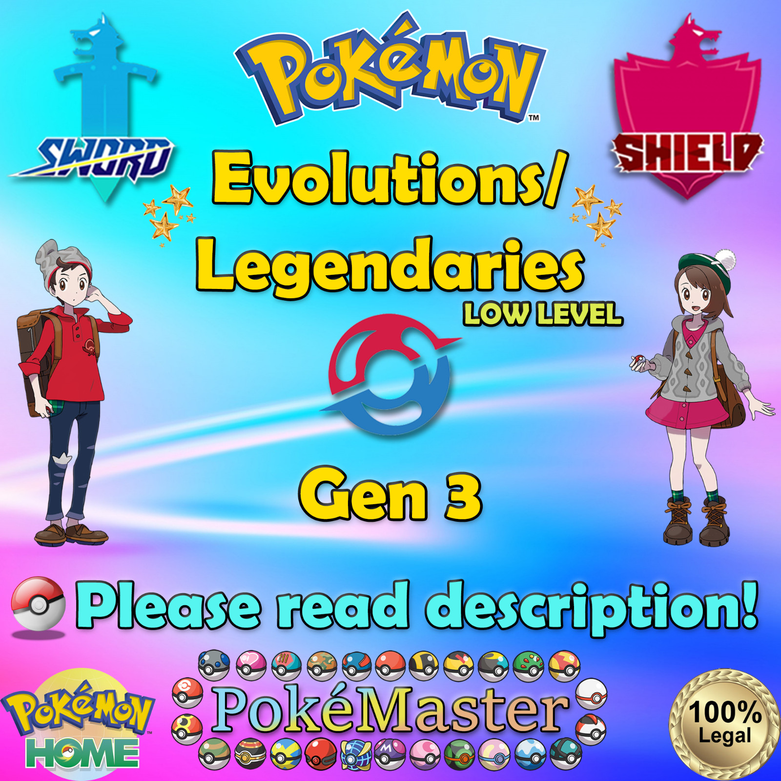 ⚔️Shiny Gen 3 Evolutions/Legendaries LOW LEVEL 6IV🛡️Sword/Shield (💯Legal)