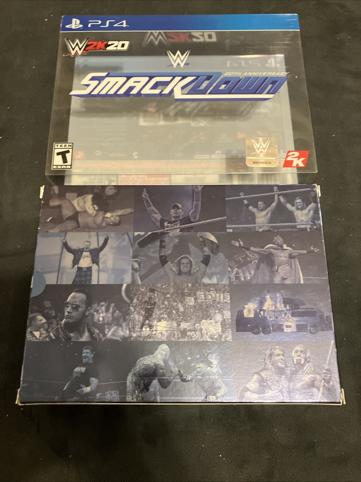 WWE 2K20 SmackDown 20th Anniversary Edition Box Set PS4 Opened/New Kurt Angle
