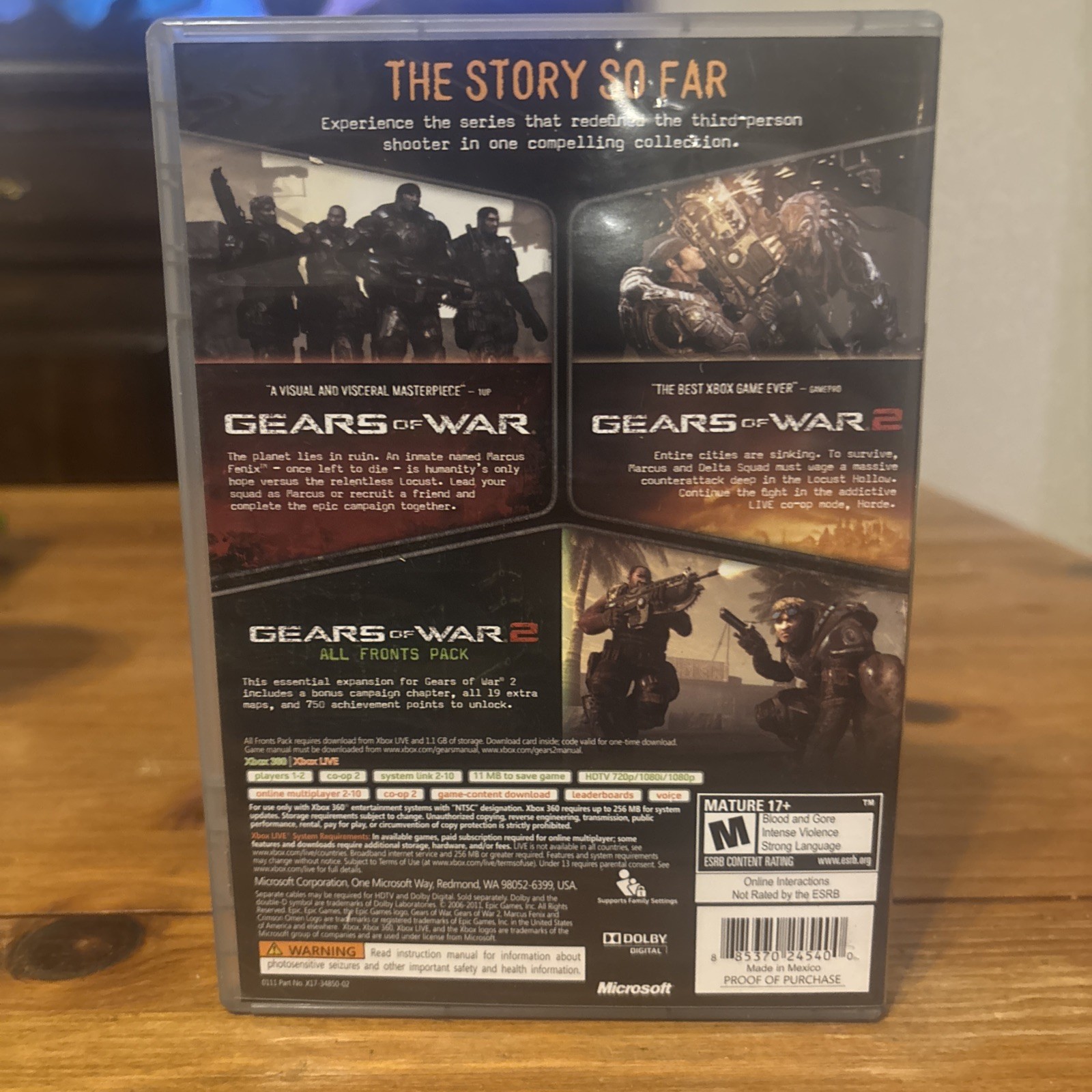 Gears of War Triple Pack (Microsoft Xbox 360, 2011) CIB UNUSED CODE