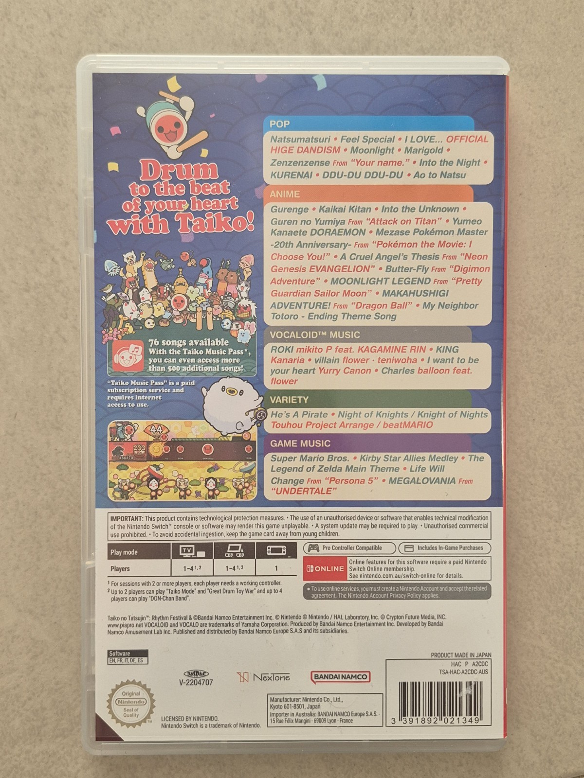 Bandai Namco Taiko no Tatsujin: Rhythm Festival Switch PAL w/ Drum + Sticks