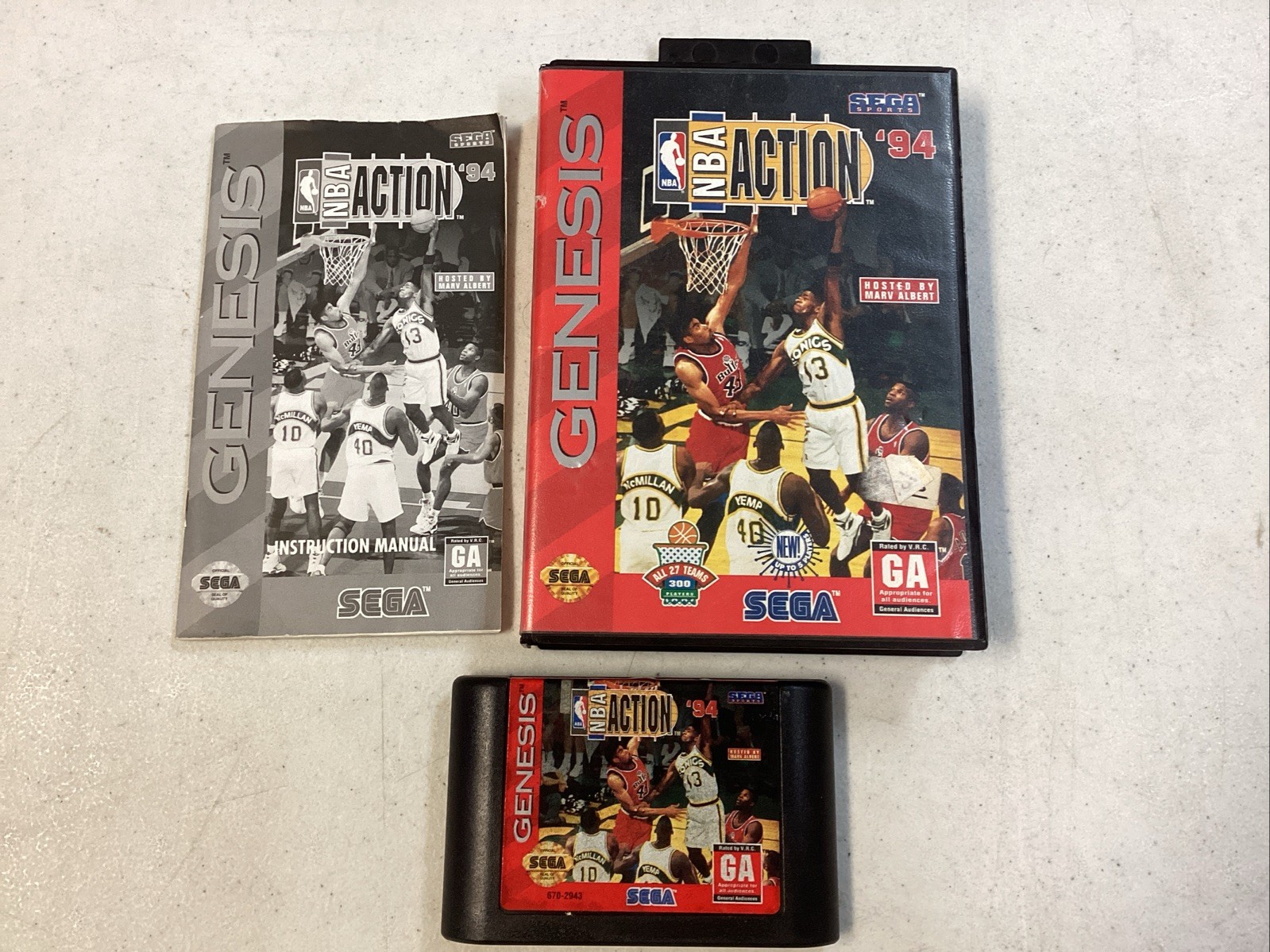 NBA Action ’94 (Sega Genesis, 1994) CIB With Manual Tested B