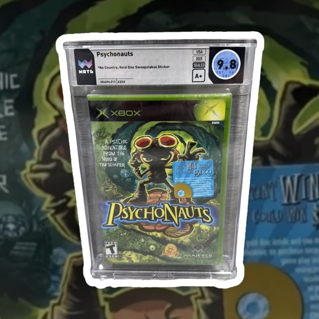 9.8 A+ 1ST PRINT GOLD DISC SWEEPSTAKES! Psychonauts Xbox WATA NOT CGC VGA PSA