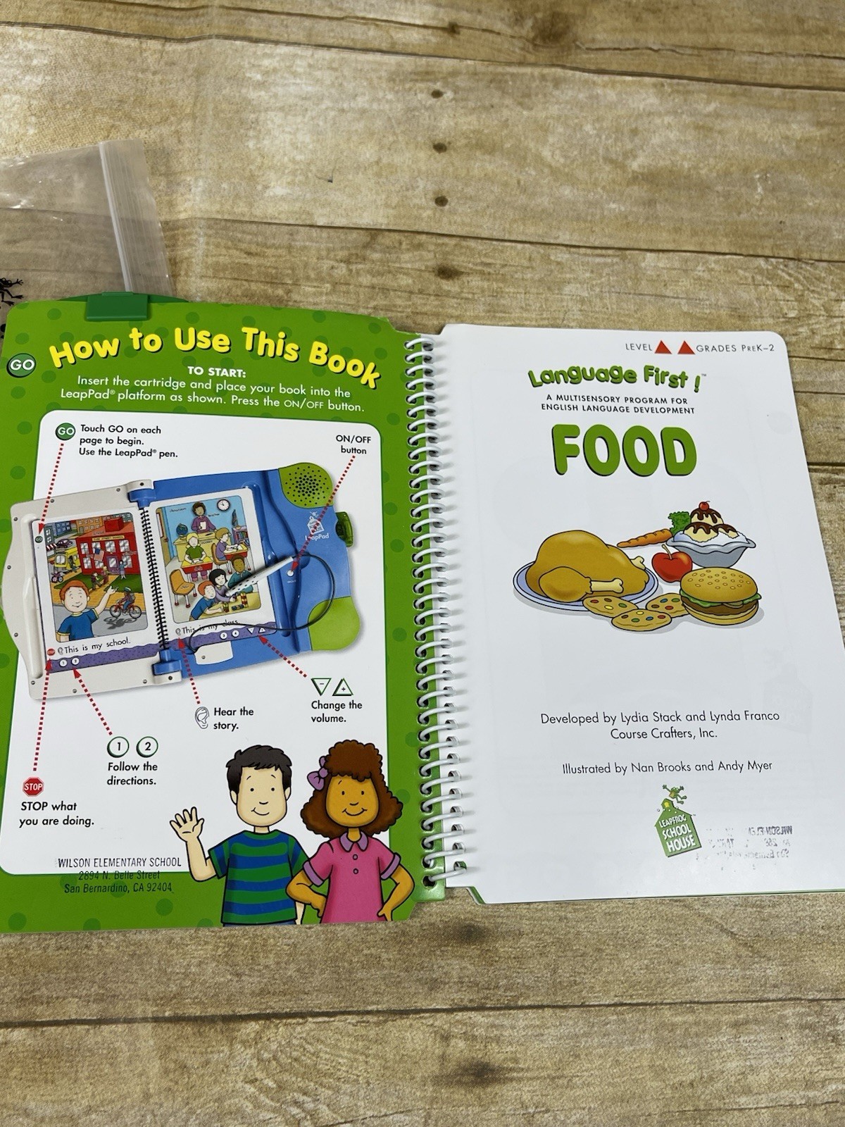 Leapfrog Schoolhouse LeapPad Book & Cartridge Food Language First Green Book