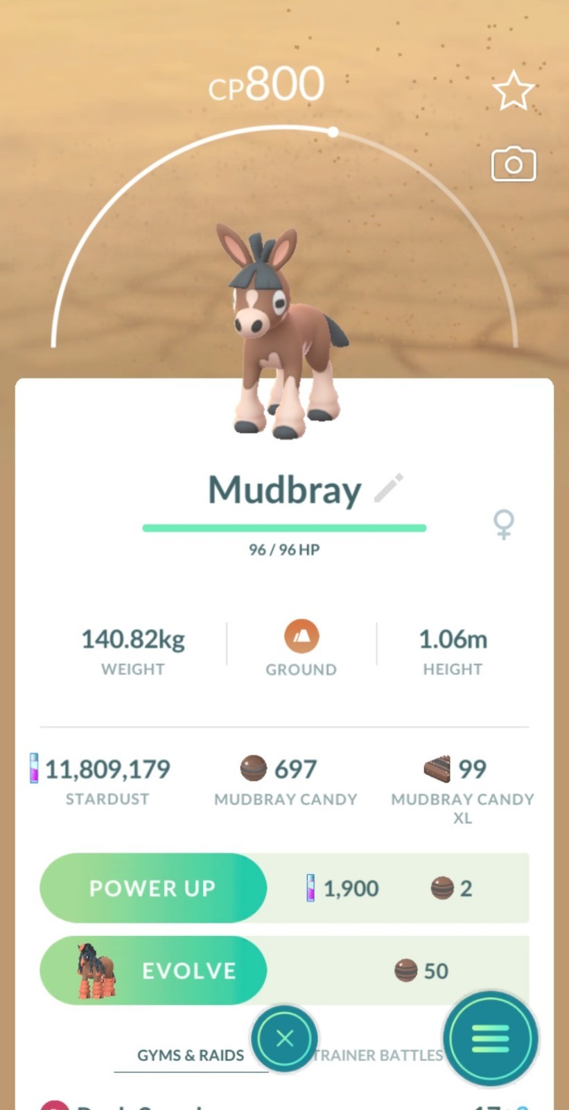 Mudbray Non-Shiny Pokemon Trade Go (Singapore Event)