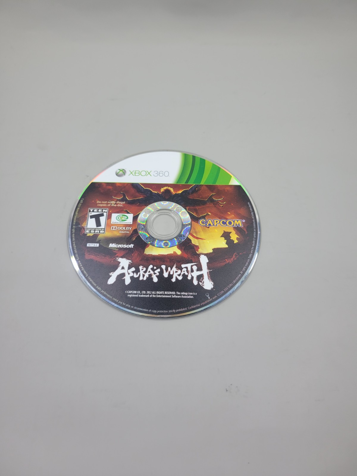 Asura’s Wrath (Microsoft Xbox 360, 2012) Disc Only