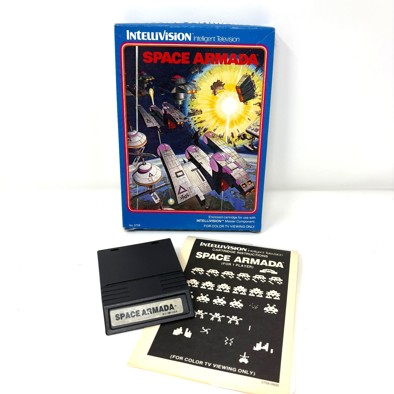 1980s Mattel Intellivision Space Armada CIB Complete with manual