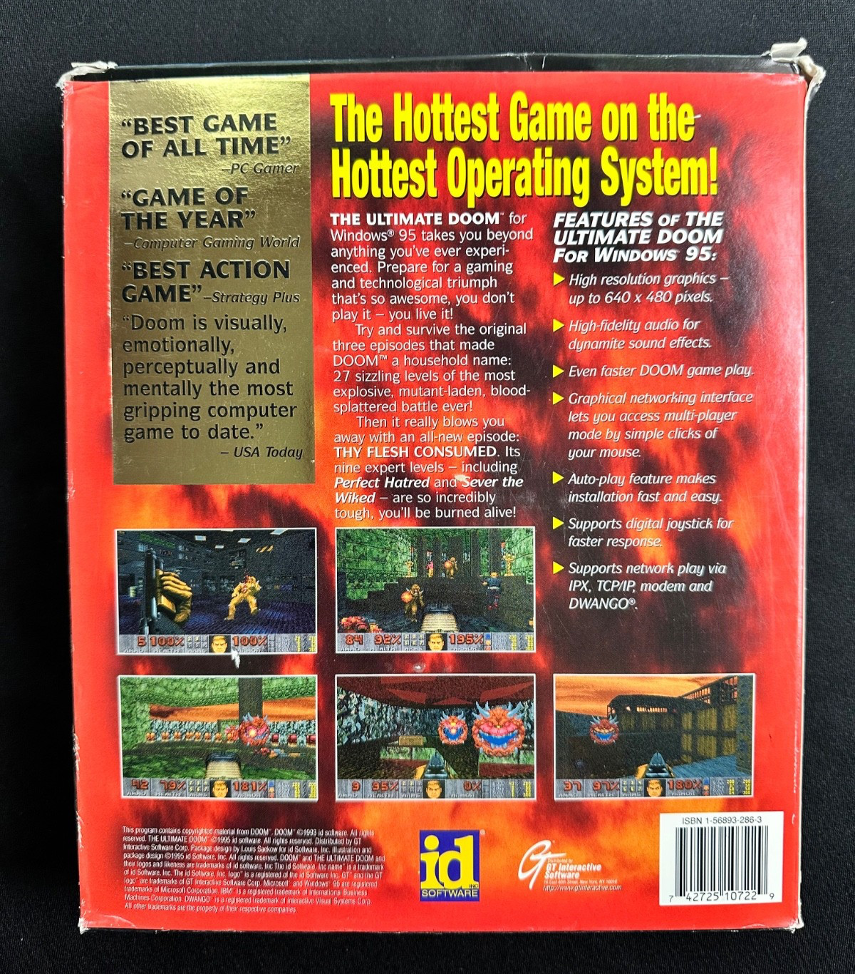 The Ultimate Doom id 1995 Windows PC CD-ROM Big Box 1995 Game INCLUDED!