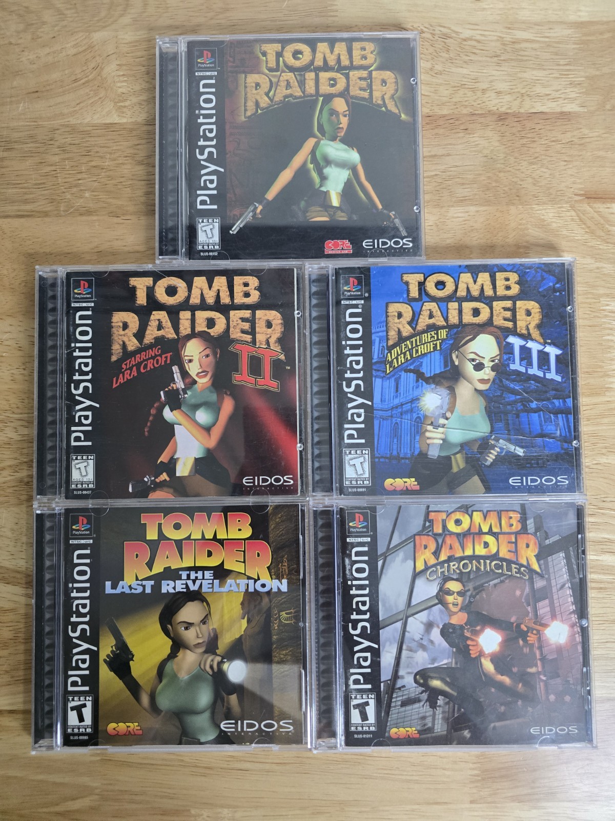 Sony PS1 Tomb Raider 1, 2, 3, I II III Chronicles, Last Revelation Complete CiB