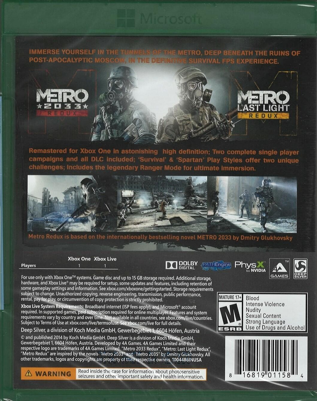 Metro Redux Xbox One (Brand New Factory Sealed US Version) Xbox One, microsoft_x