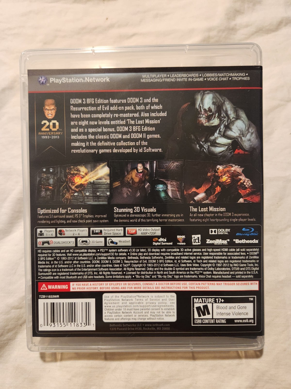 Doom 3 BFG Edition – Sony PlayStation 3 Complete Tested