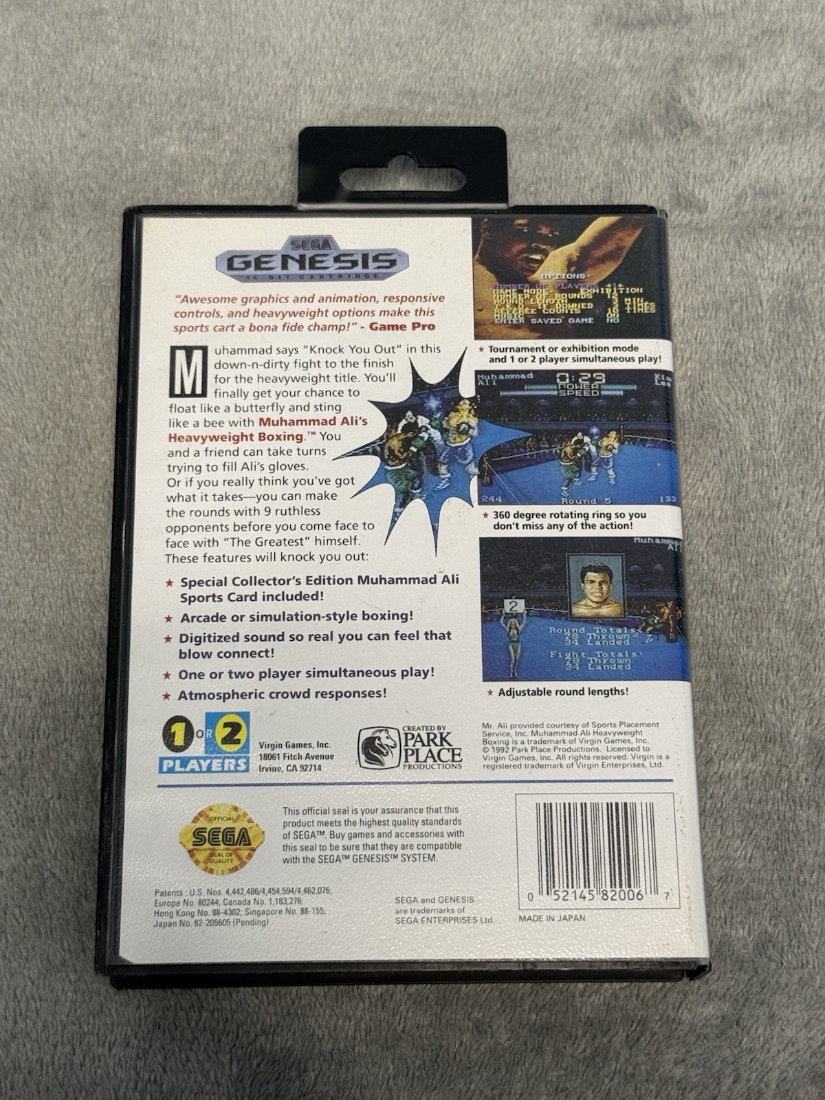 Muhammad Ali Heavyweight Boxing (Sega Genesis, 1992) w/ manual