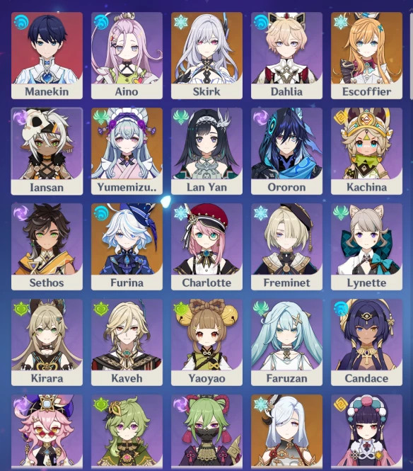 Genshin Impact Account – America Server – AR55 C6-Skirk R1 weapon full team