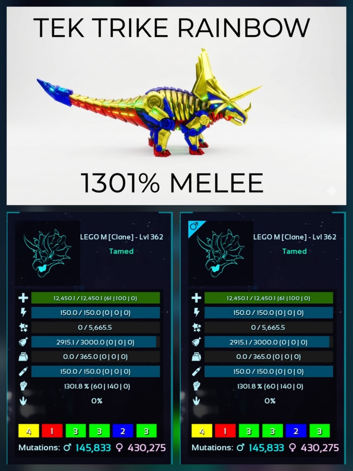 Tek Trike Top Stats BABY PAIR Ark Survival Ascended Official PVE PC/XBOX/PS5
