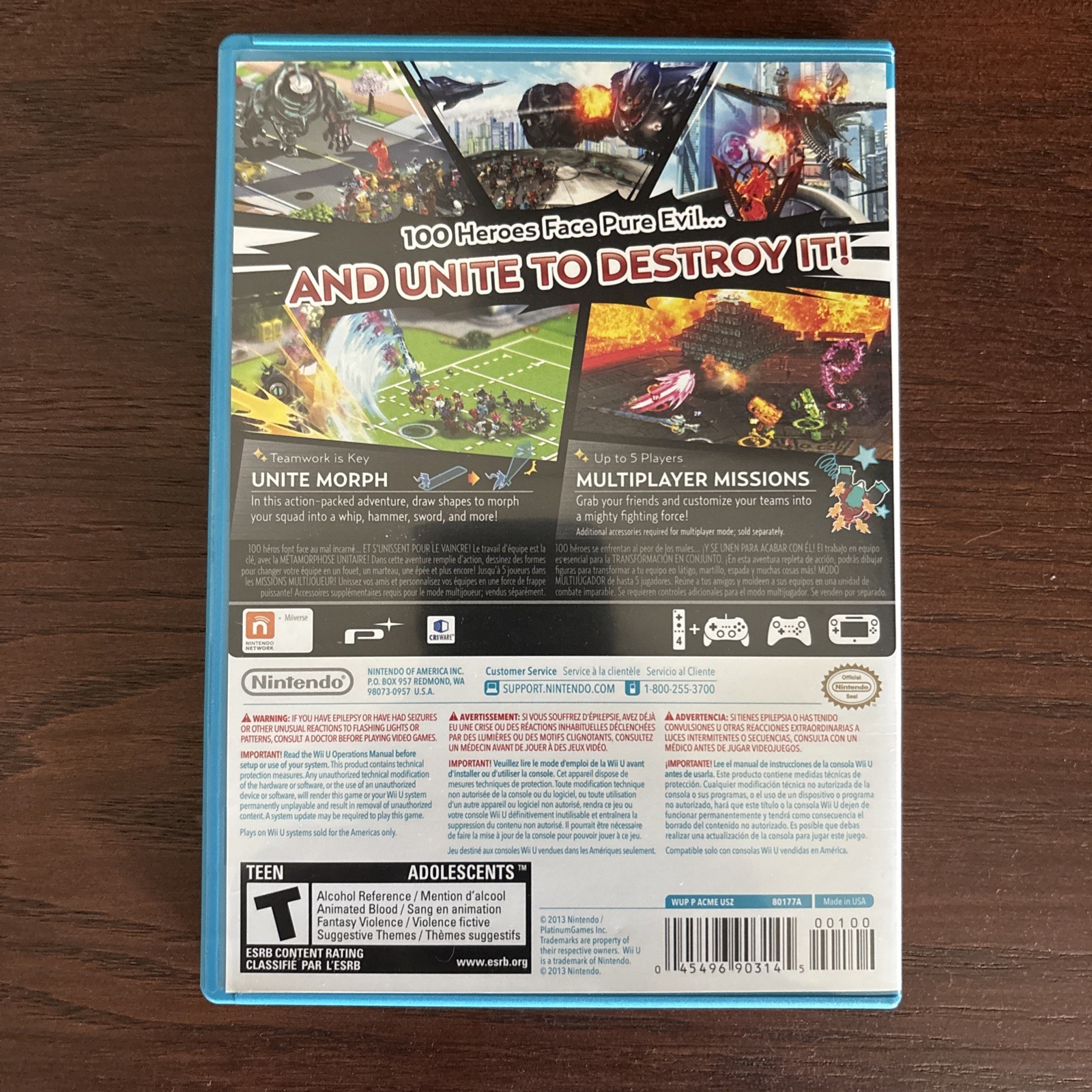 The Wonderful 101 for Wii U, 2013 – fantastic condition , pre-owned, CIB