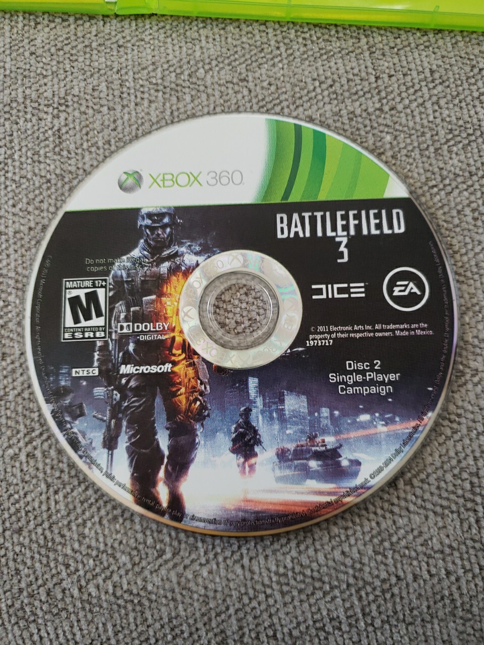 Battlefield 3 (Microsoft Xbox 360, 2011) DISC 2 ONLY single player campaign