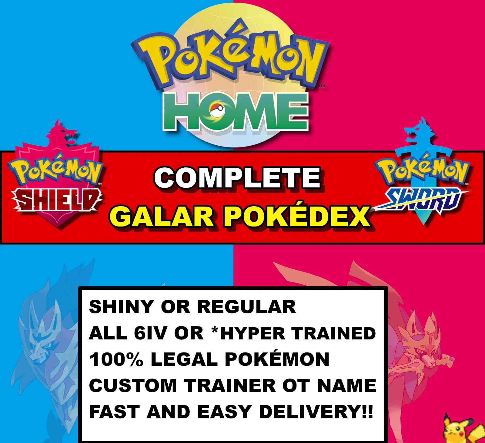 Complete/Full Galar Pokedex – Pokemon Sword/Shield HOME EVs Trained
